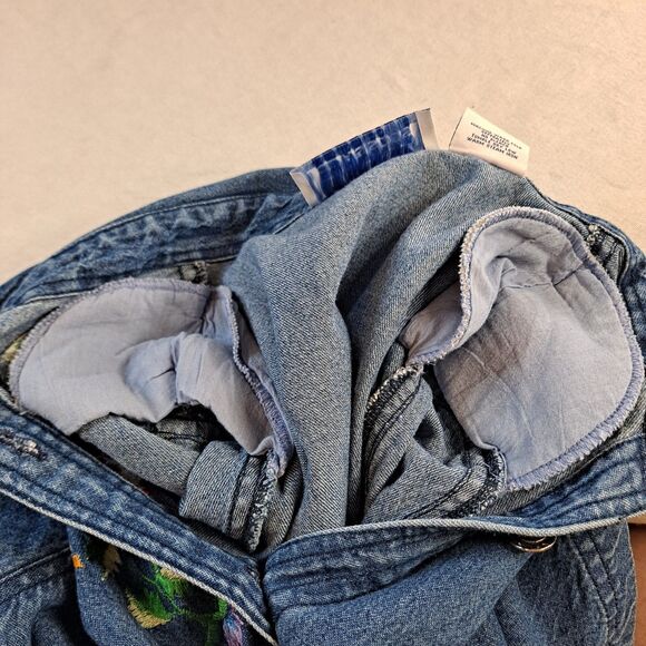 Vintage 90’s Denim Dress Bea Classics Womens M Cottagecore Floral Embroidered - Picture 7 of 9